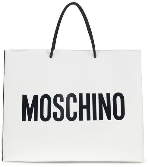 Moschino White Calf Leather Bos Taurus Shoulder Bag Wit
