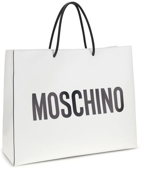 Moschino White Calf Leather Bos Taurus Shoulder Bag Wit