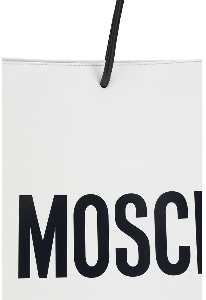 Moschino White Calf Leather Bos Taurus Shoulder Bag Wit