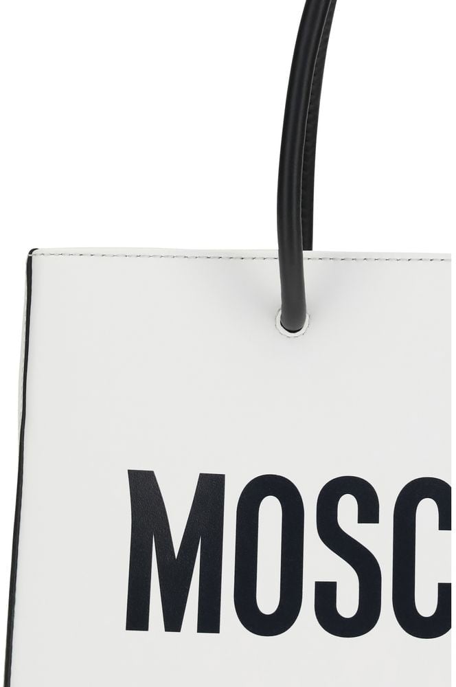 Moschino White Calf Leather Bos Taurus Handbag Wit