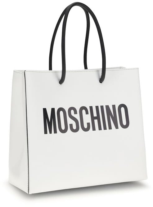 Moschino White Calf Leather Bos Taurus Handbag Wit