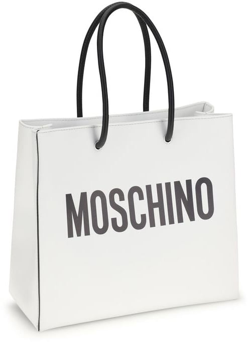 Moschino White Calf Leather Bos Taurus Handbag Wit