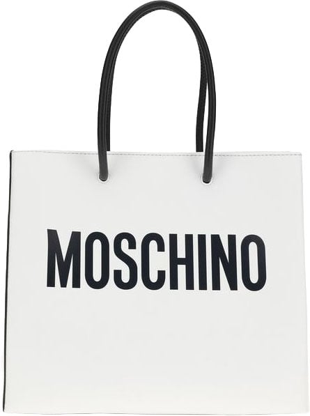 Moschino White Calf Leather Bos Taurus Handbag Wit
