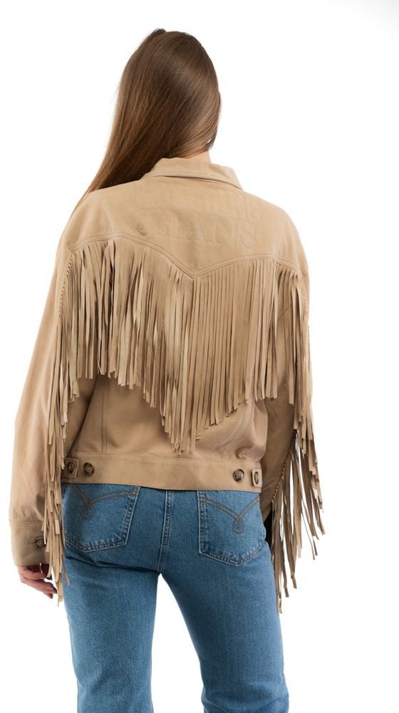 Moschino Beige Cotton Leather Jacket Beige