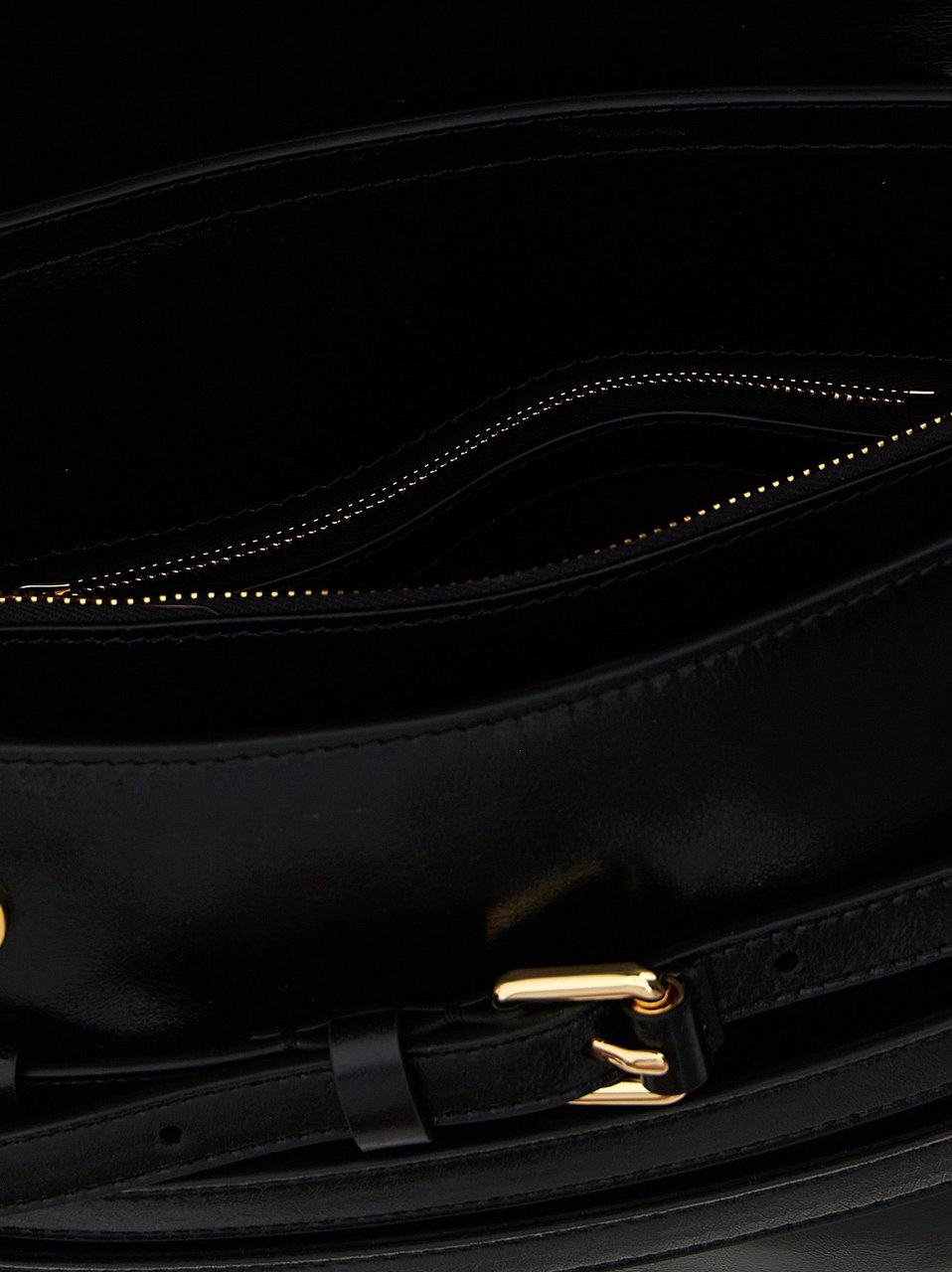 Moschino Black Leather Crossbody Bag Zwart