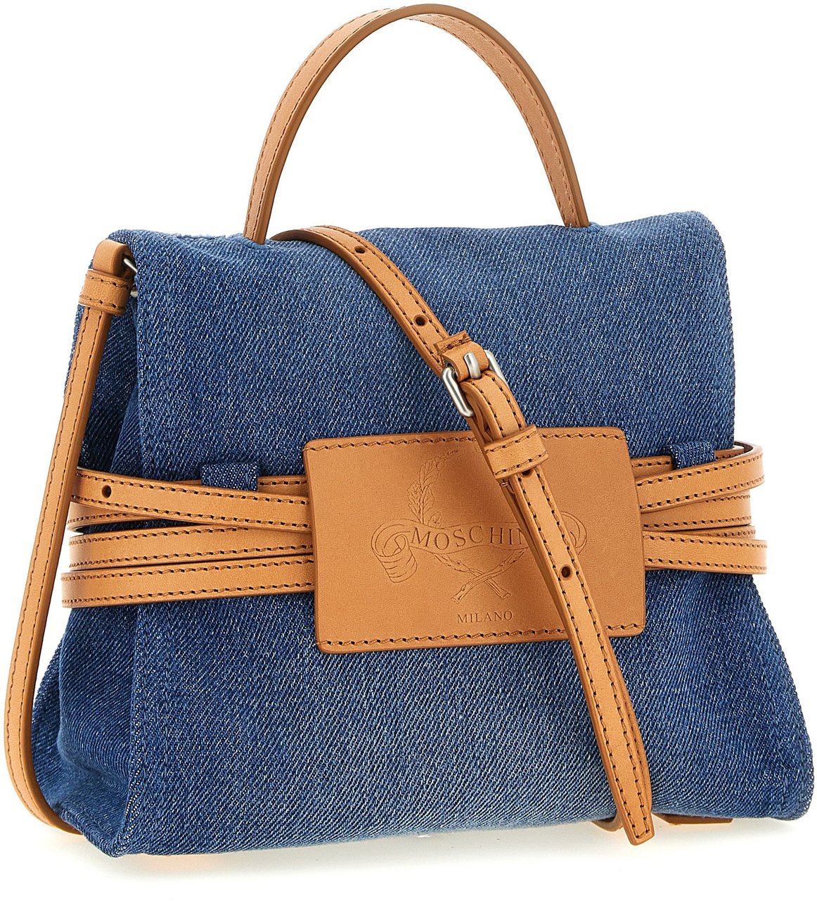 Moschino Blue Cotton Handbag Blauw