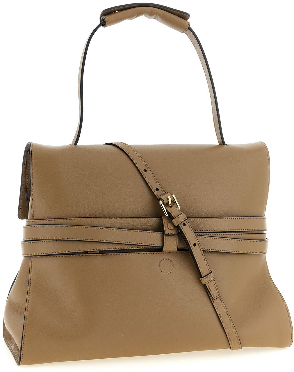 Moschino Beige Napa Leather / Calf Bos Taurus Shoulder Bag Wit