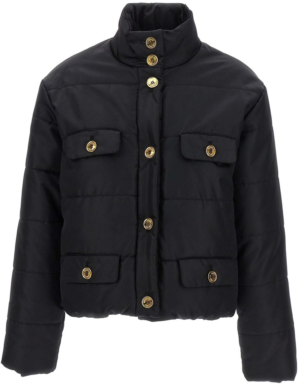 Moschino Black Polyamide Full-Length Jacket Zwart