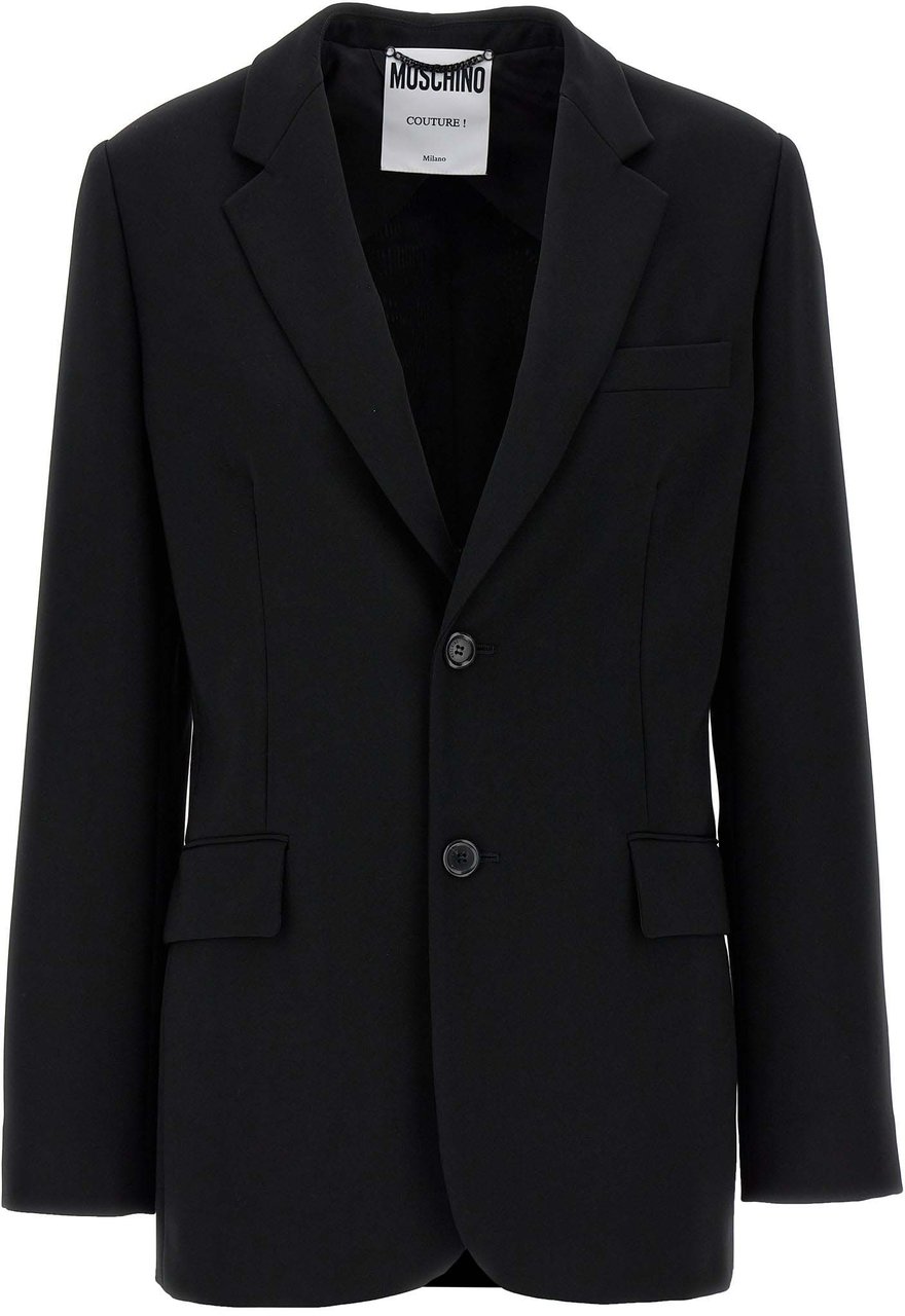 Moschino Black Polyester Blazer Zwart
