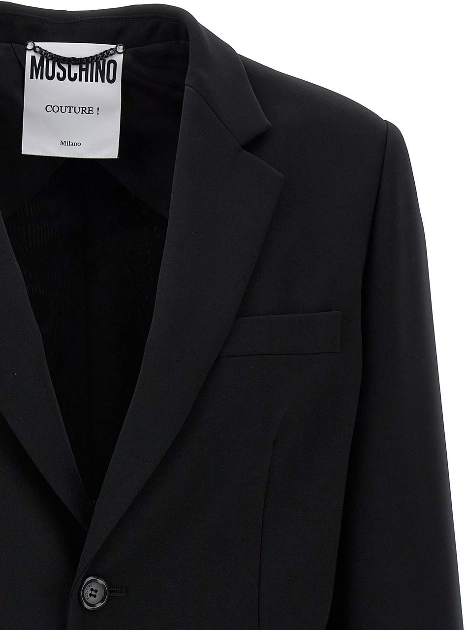 Moschino Black Polyester Blazer Zwart