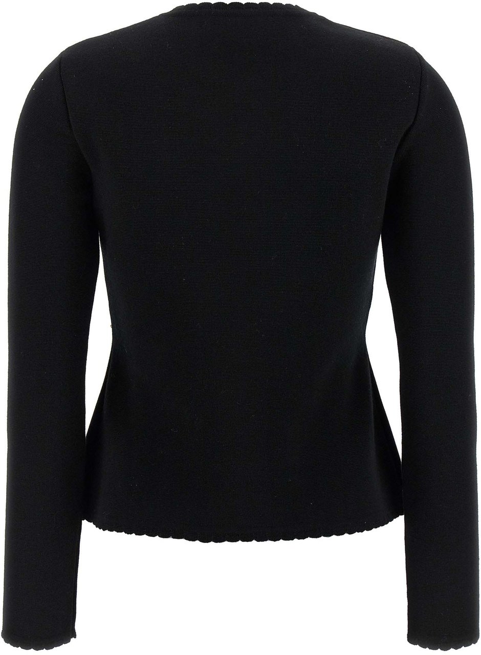 Moschino Black Virgin Wool Cardigan Zwart
