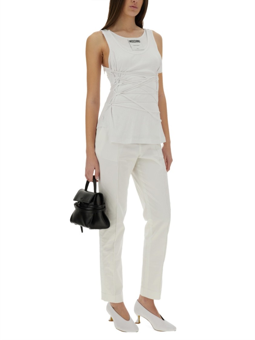 Moschino Slim Fit Ribbed Tank Top Wit