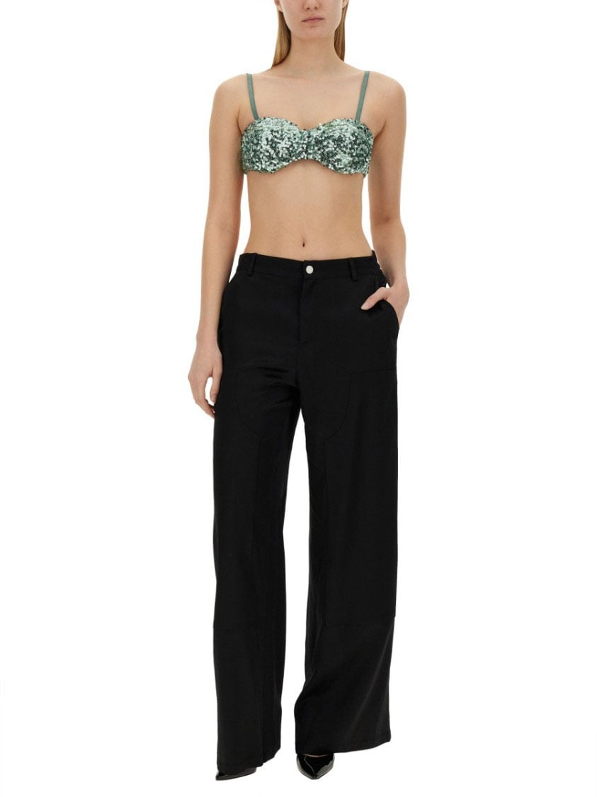 Moschino Cropped Sequined Top Zwart