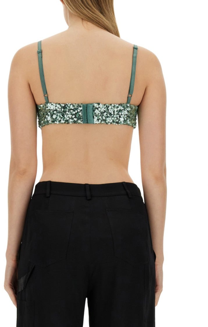 Moschino Cropped Sequined Top Zwart