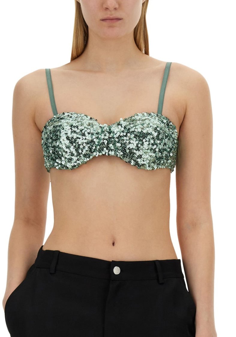 Moschino Cropped Sequined Top Zwart