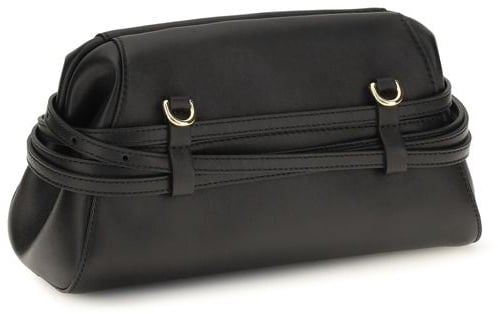 Moschino Black Goatskin Clutch Bag Zwart