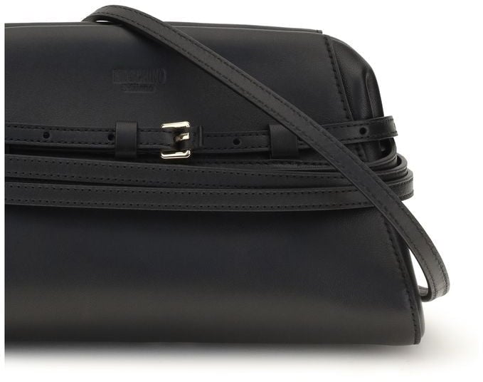 Moschino Black Goatskin Clutch Bag Zwart