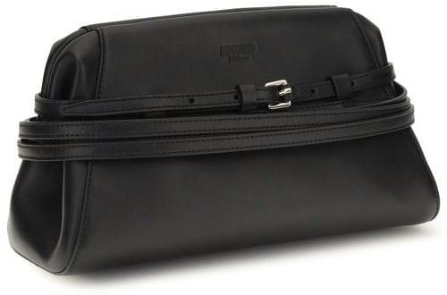 Moschino Black Goatskin Clutch Bag Zwart
