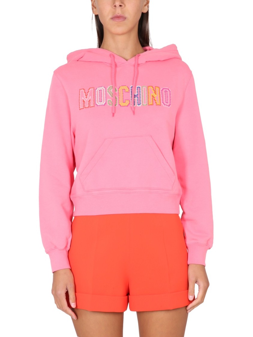 Moschino Logo Crochet Sweatshirt Roze