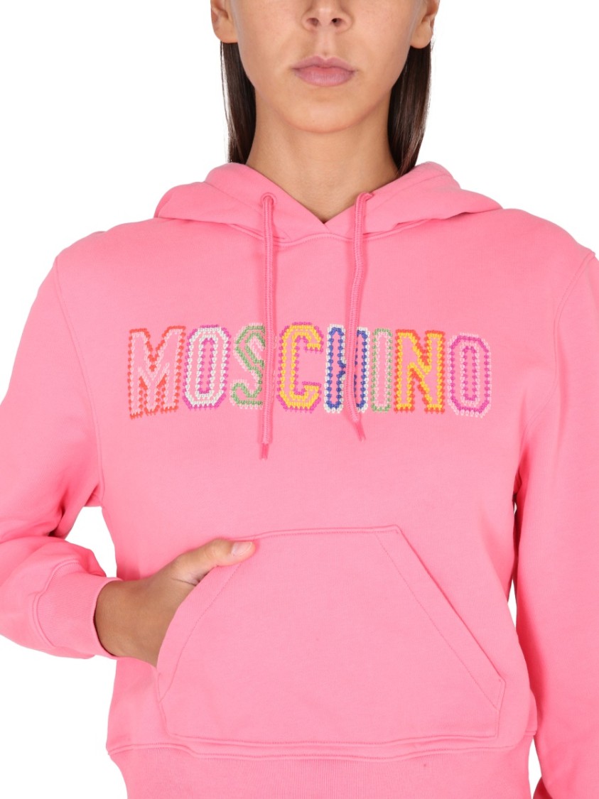 Moschino Logo Crochet Sweatshirt Roze