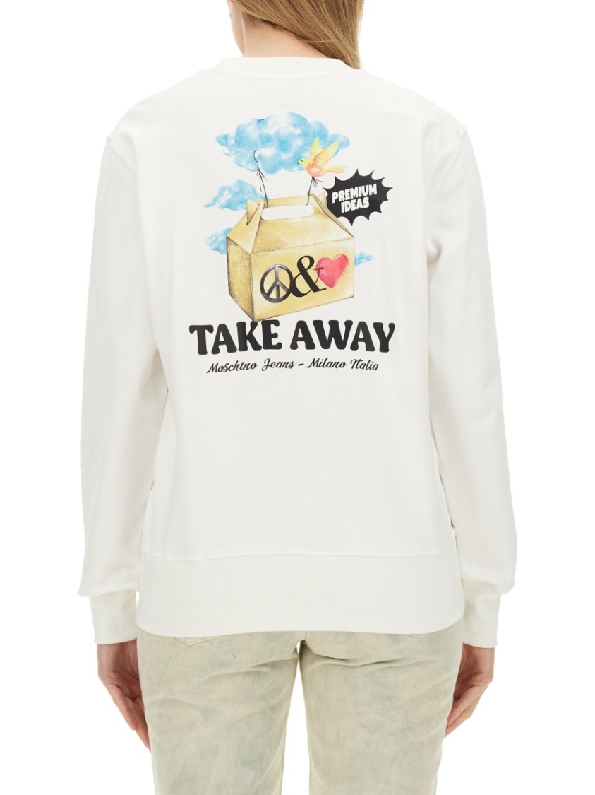 Moschino White Sweatshirt With Eye-Catching Logo Design Neutraal