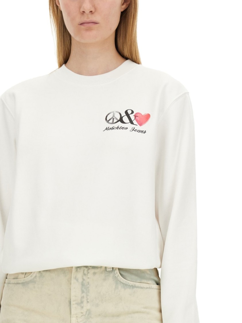 Moschino White Sweatshirt With Eye-Catching Logo Design Neutraal