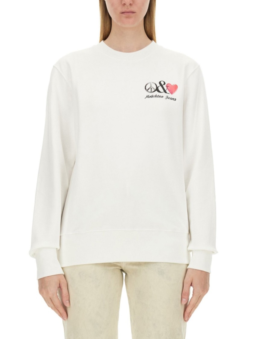 Moschino White Sweatshirt With Eye-Catching Logo Design Neutraal