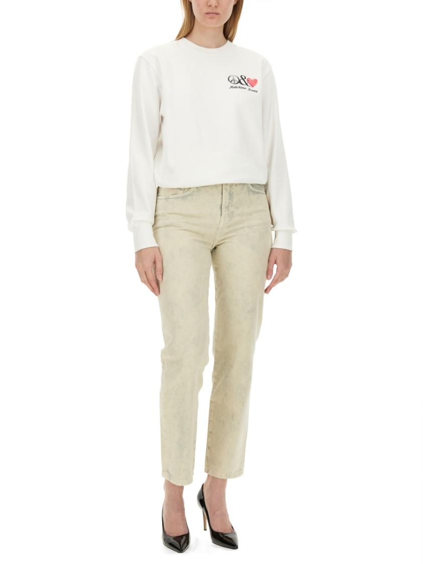 Moschino White Sweatshirt With Eye-Catching Logo Design Neutraal