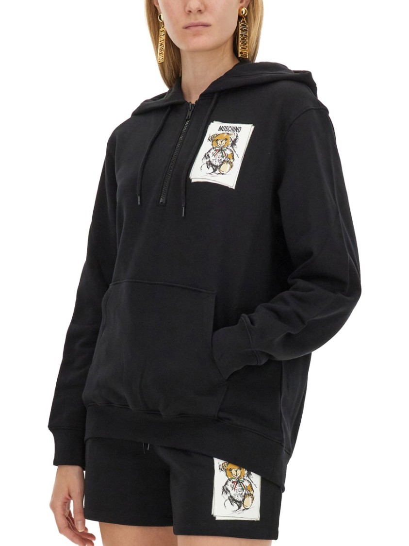 Moschino Relaxed Fit Black Sweatshirt With Logo Print Zwart