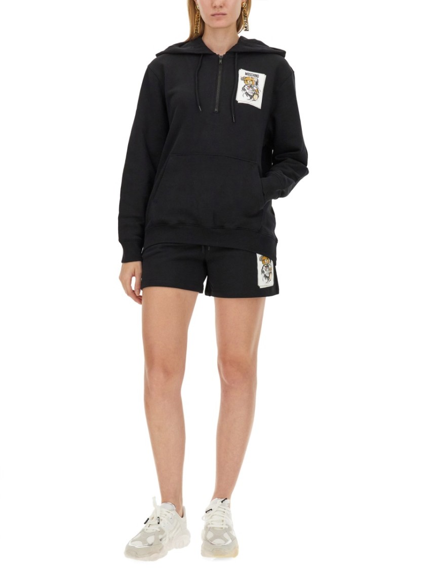 Moschino Relaxed Fit Black Sweatshirt With Logo Print Zwart