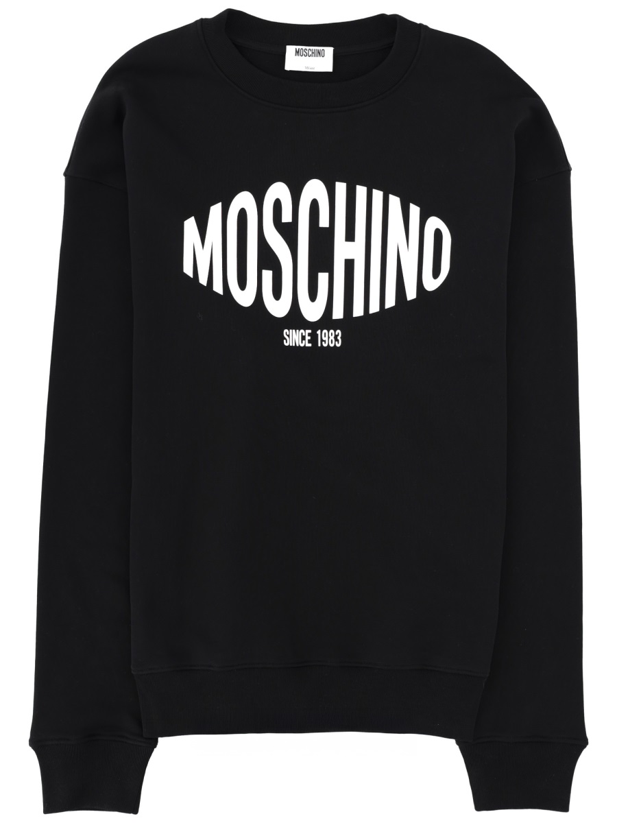 Moschino Black Crew Neck Logo Sweatshirt Zwart