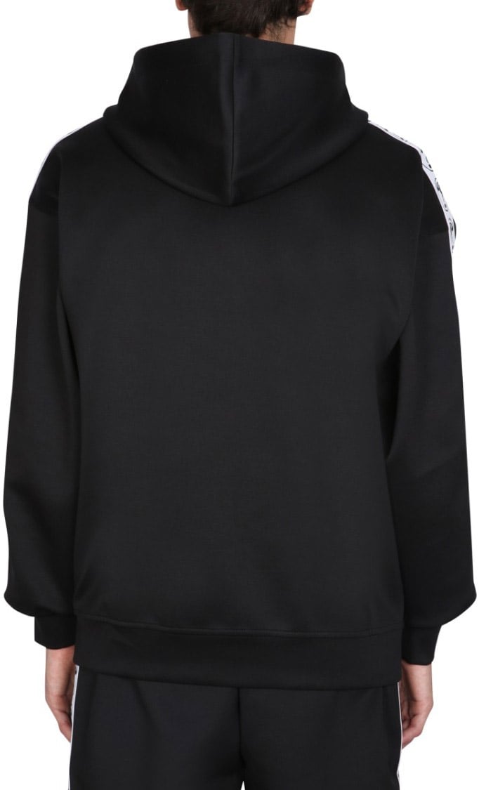 Moschino Full-Zip Black Sweatshirt With Logo Accents Zwart