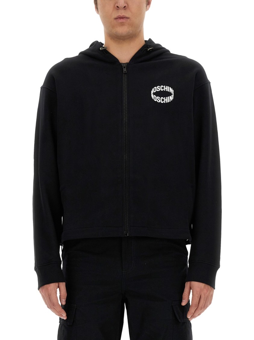 Moschino Zip-Up Front Sweatshirt Zwart