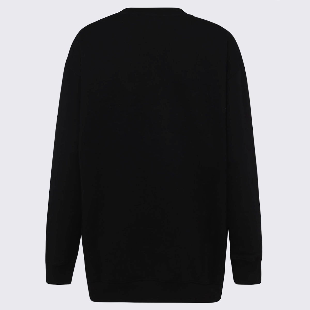 Moschino Relaxed Fit Black Sweater with Cartoon Graphic and Logo Zwart