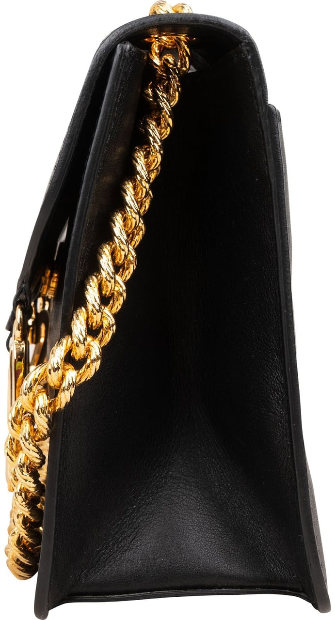 Moschino Moschino Leather Lettering Emblem Crossbody Bag Zwart