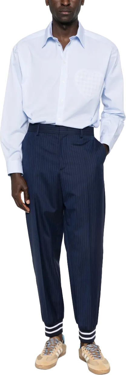 Moschino Relaxed Tapered Pants With Pinstripe Design And Elasticated Cuffs Zwart