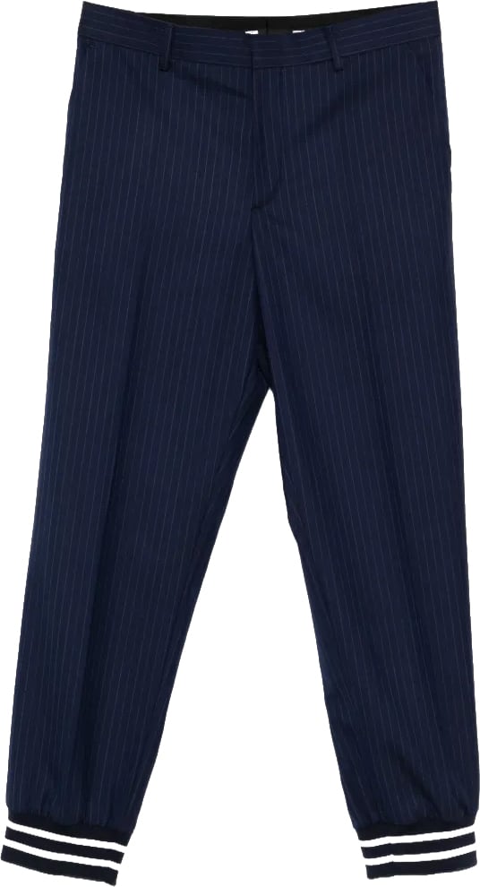 Moschino Relaxed Tapered Pants With Pinstripe Design And Elasticated Cuffs Zwart