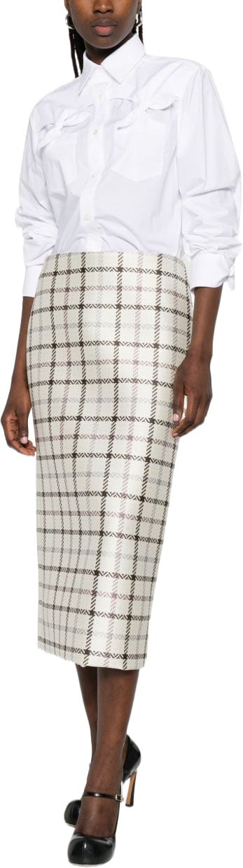 Moschino White Bow Detail Point Collar Top Wit