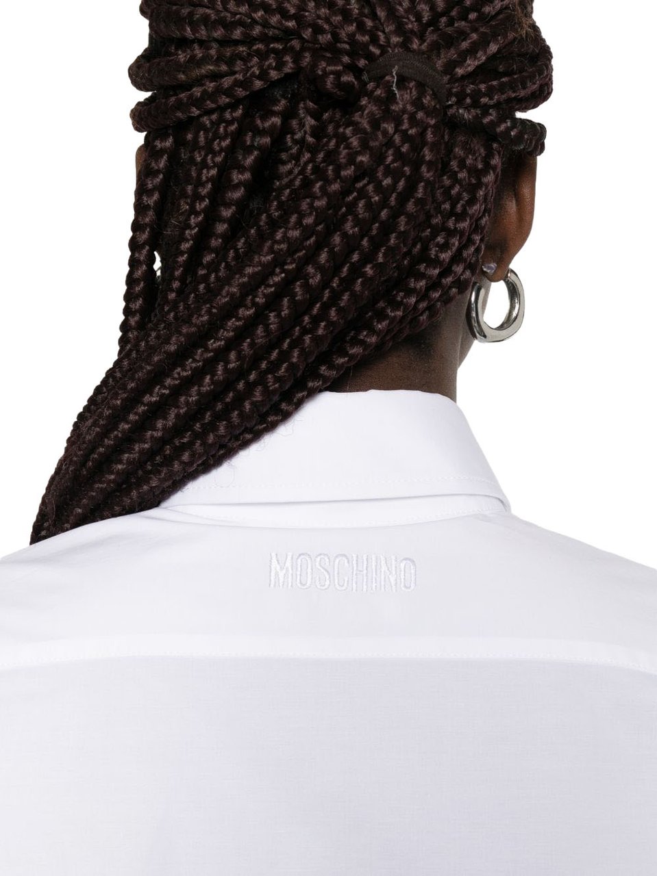 Moschino White Bow Detail Point Collar Top Wit