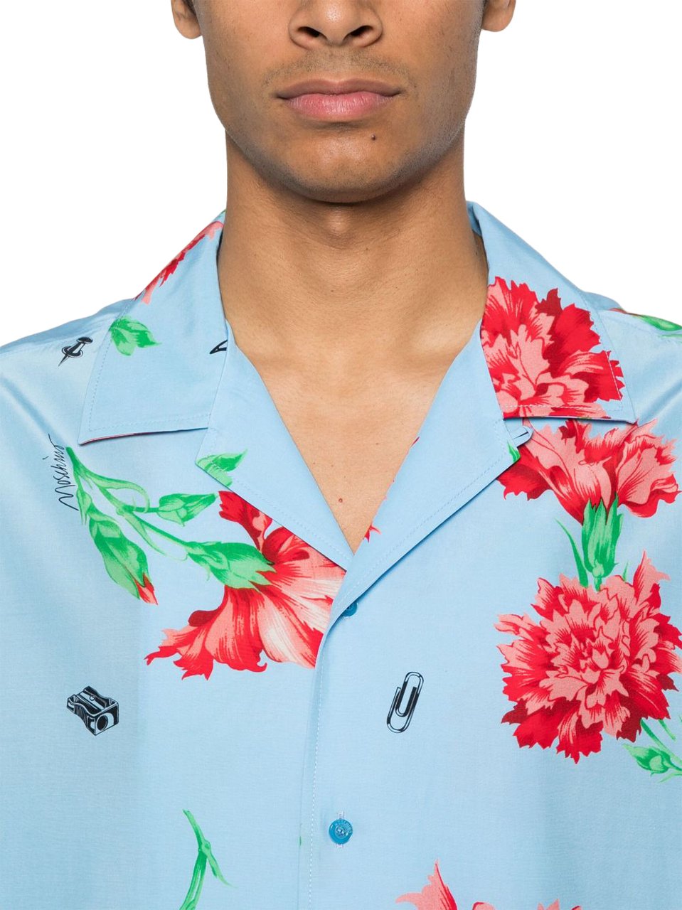 Moschino Splash Blue Floral Print Shirt Blauw