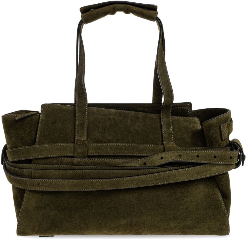 Moschino Minimalist Structured Leather Top Handle Bag Groen