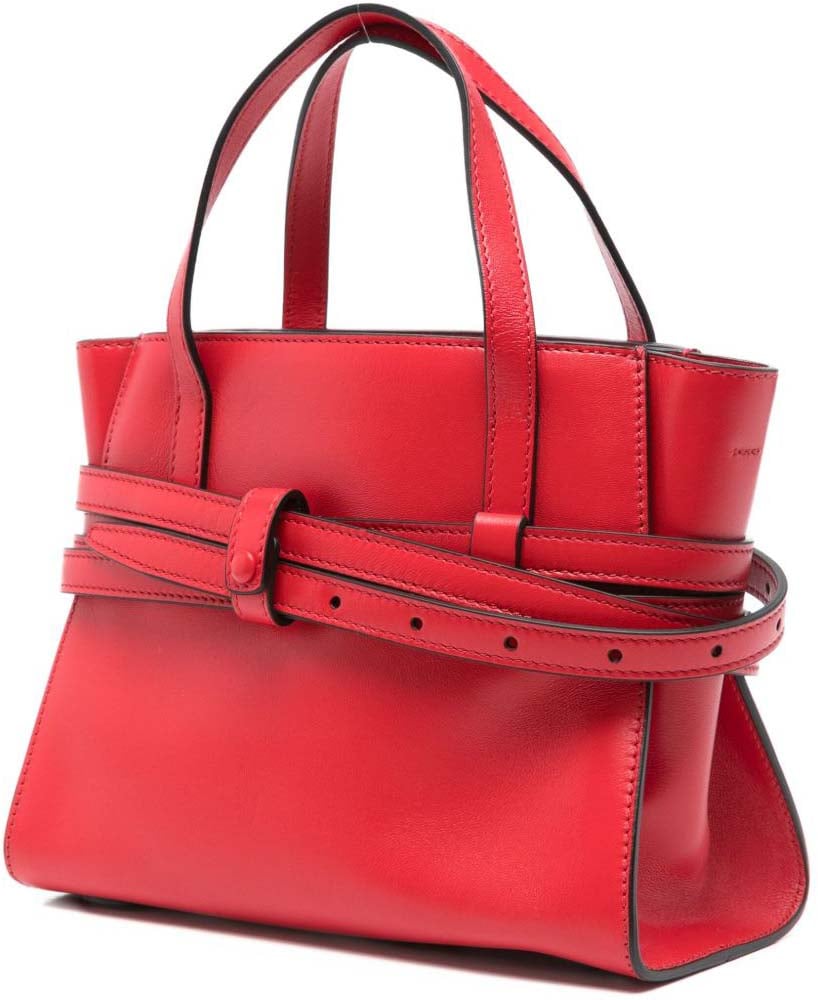 Moschino Structured Red Calf Leather Handbag Rood