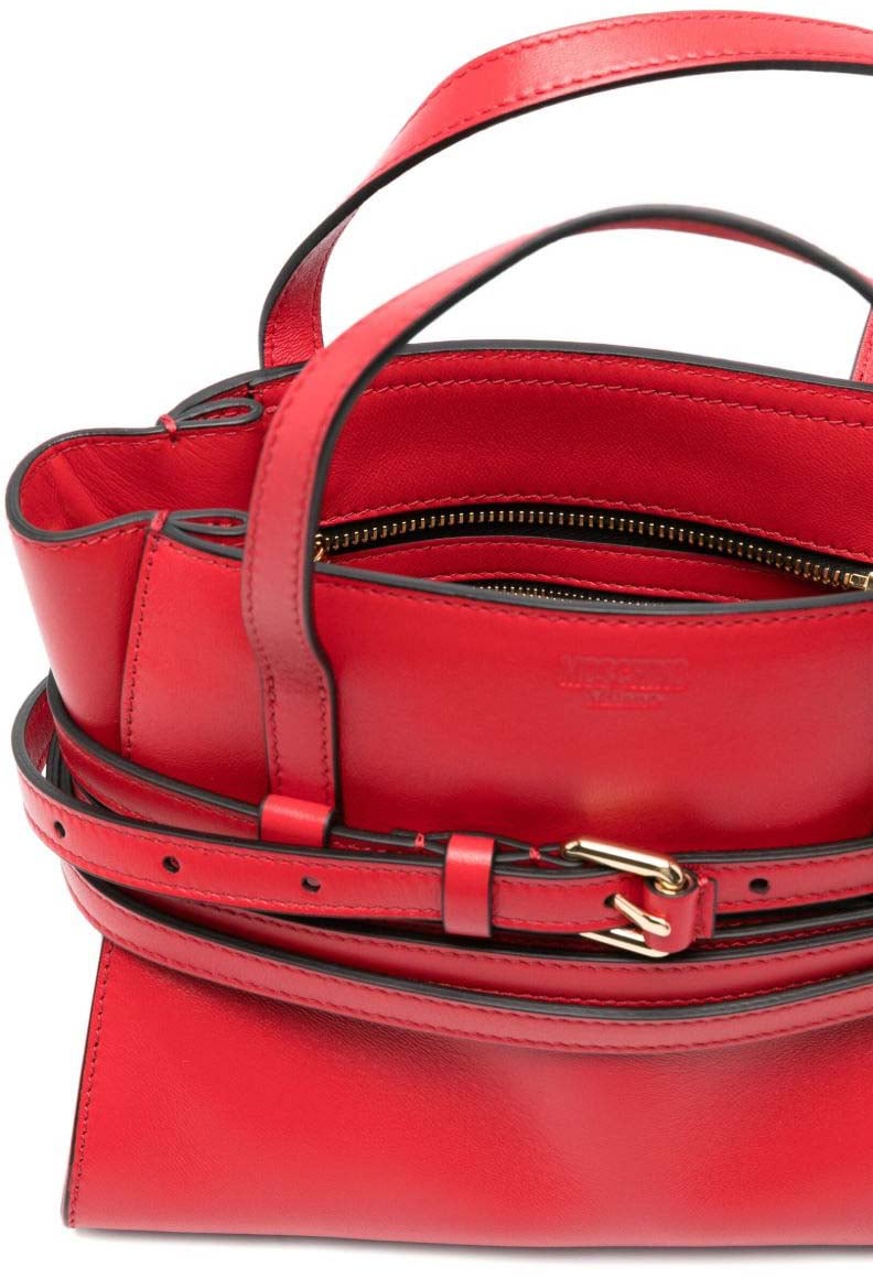 Moschino Structured Red Calf Leather Handbag Rood