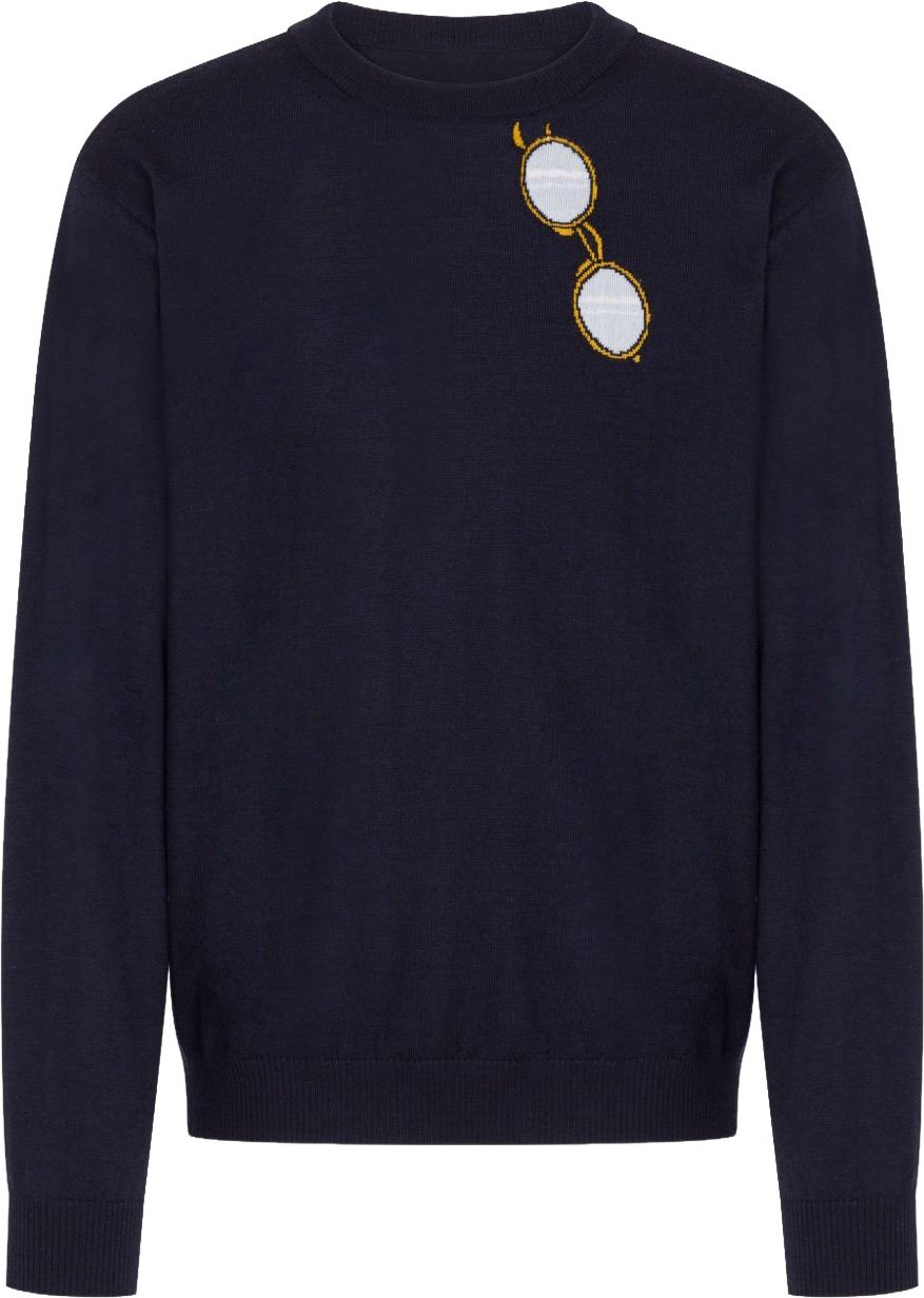 Moschino Navy Blue Silk-Nylon Sweater Zwart