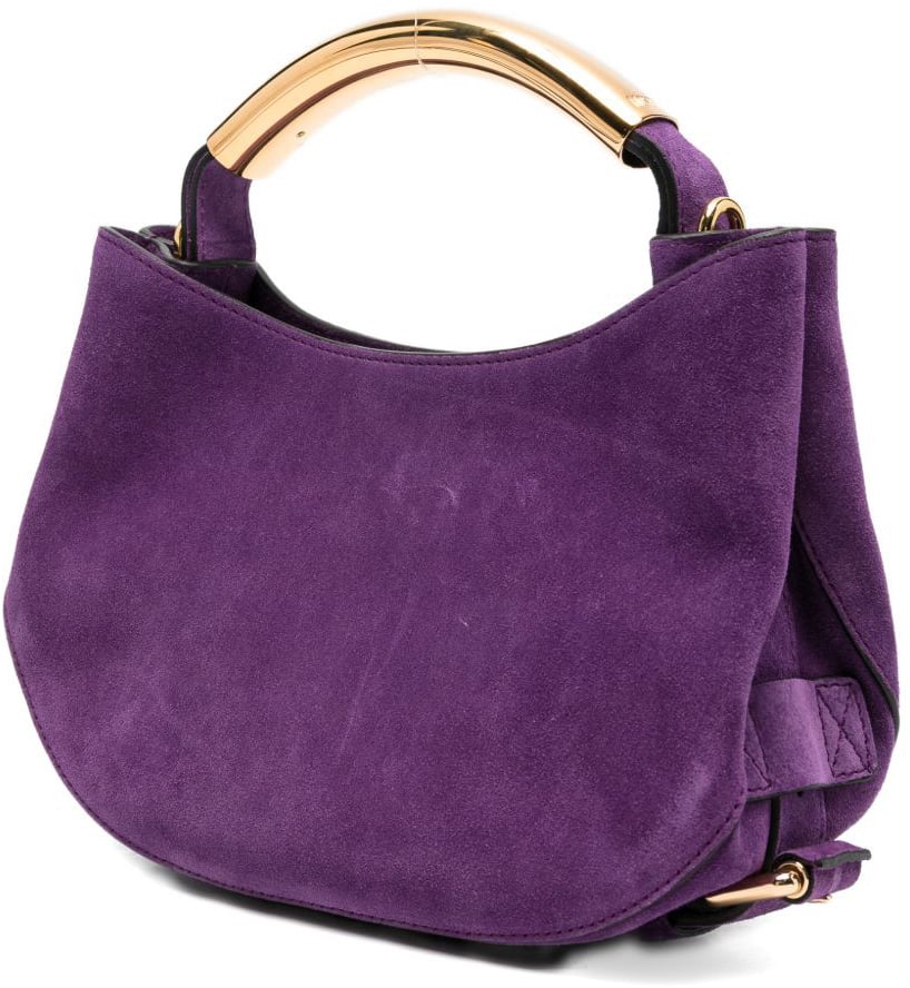 Moschino Violet Suede Curved Base Top Bag Paars