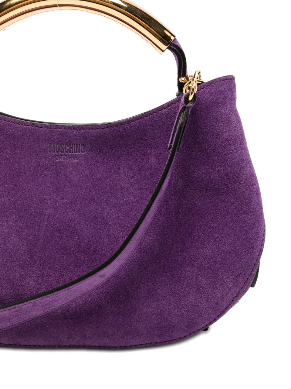 Moschino Violet Suede Curved Base Top Bag Paars