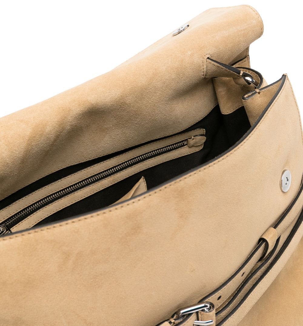 Moschino Beige Leather Suede Buckle Belt Bag Neutraal
