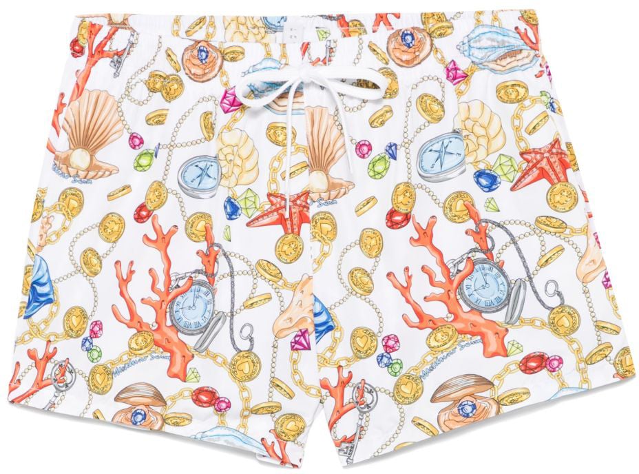 Moschino Nautical Swim Shorts with Seashell Print Wit
