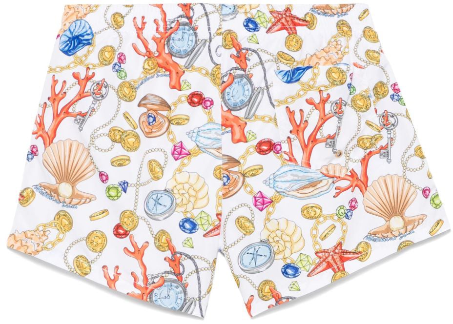 Moschino Nautical Swim Shorts with Seashell Print Wit