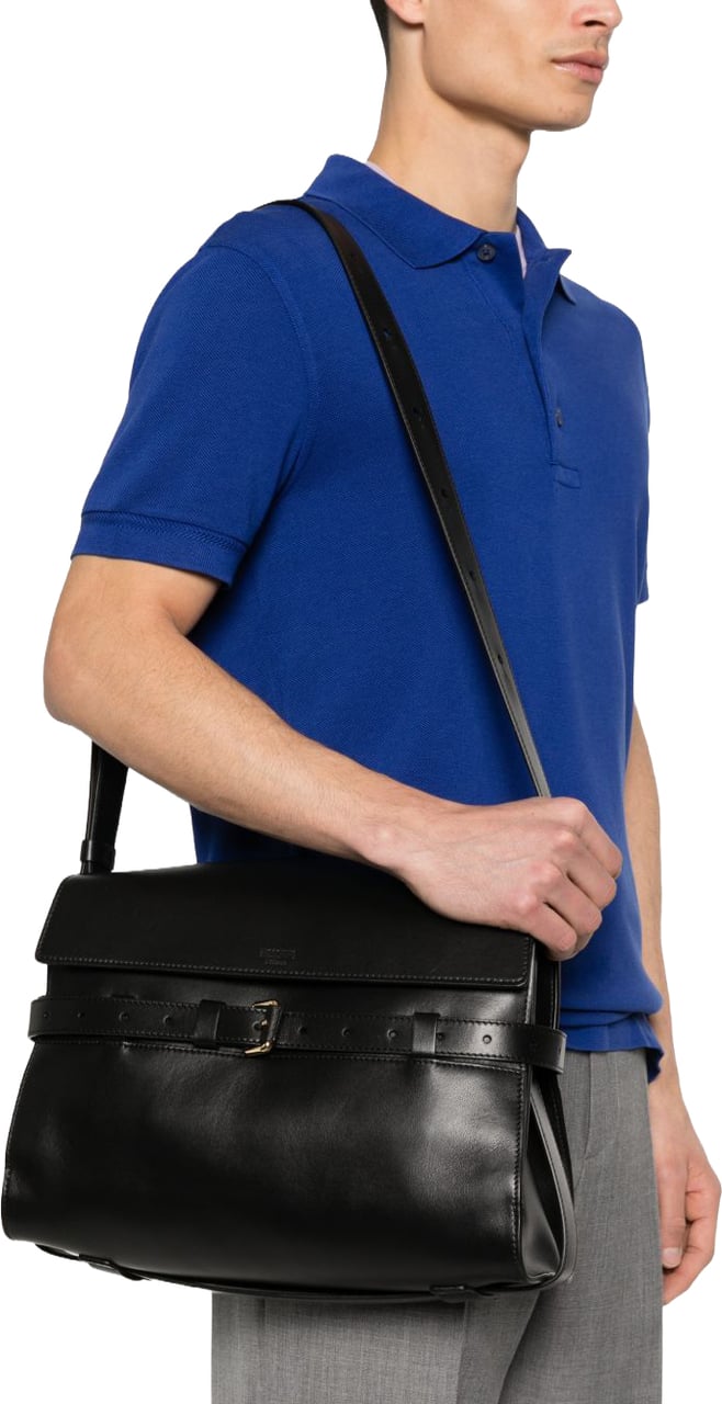 Moschino Rectangular Shoulder Bag With Structured Flap Zwart